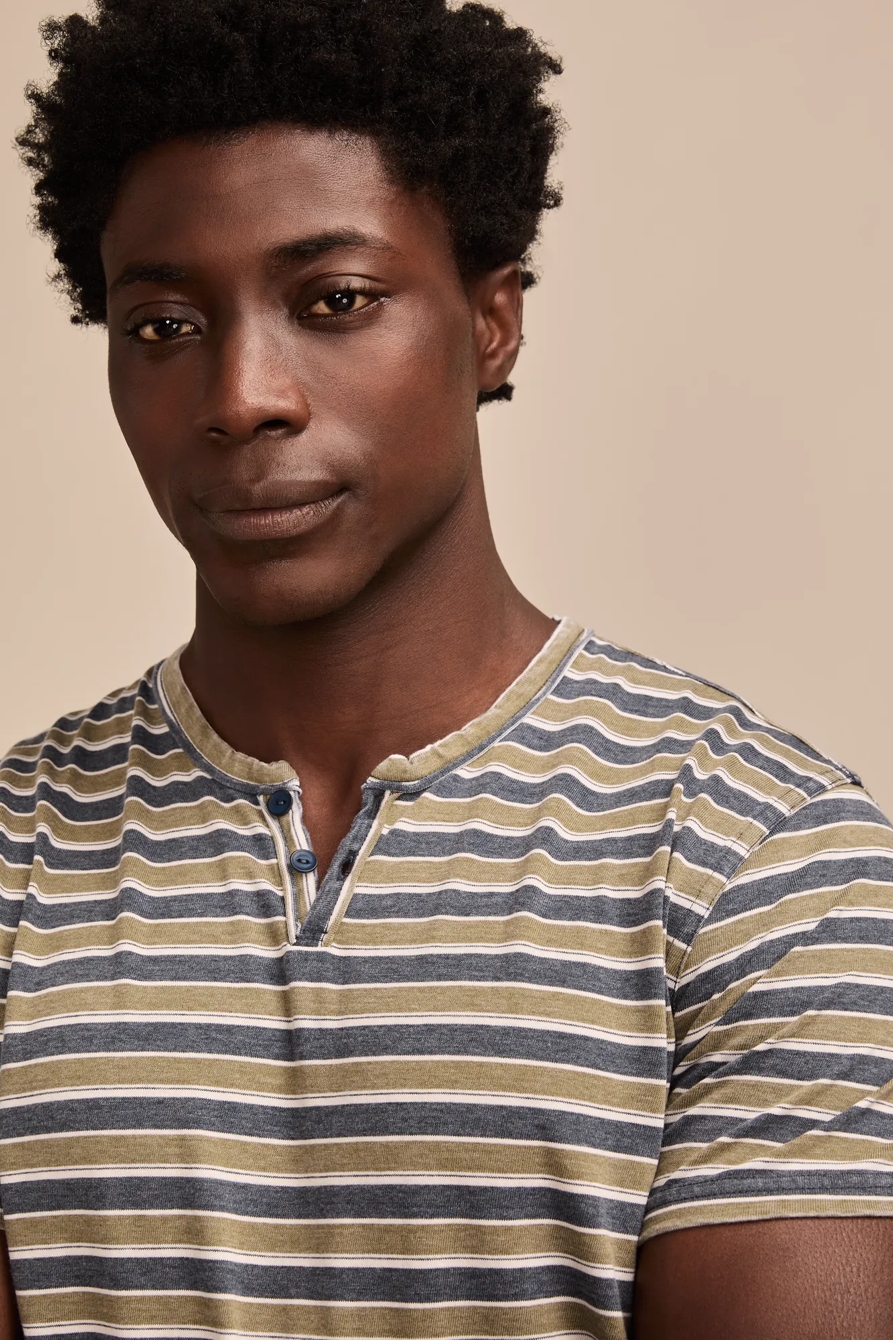 VENICE BURNOUT STRIPE NOTCH NECK TEE, image 2