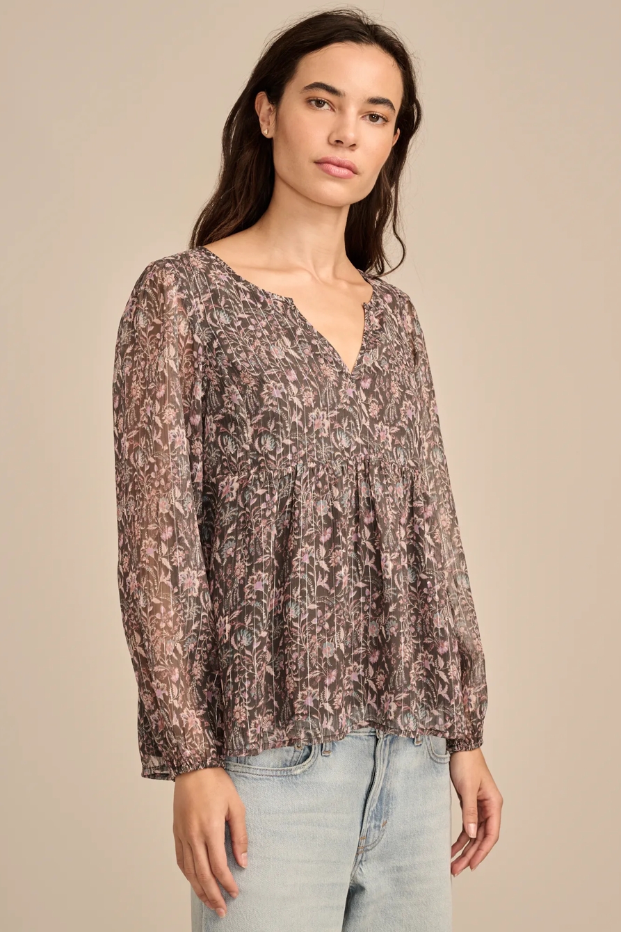 OPEN NECK PRINTED PEASANT TOP, image 3