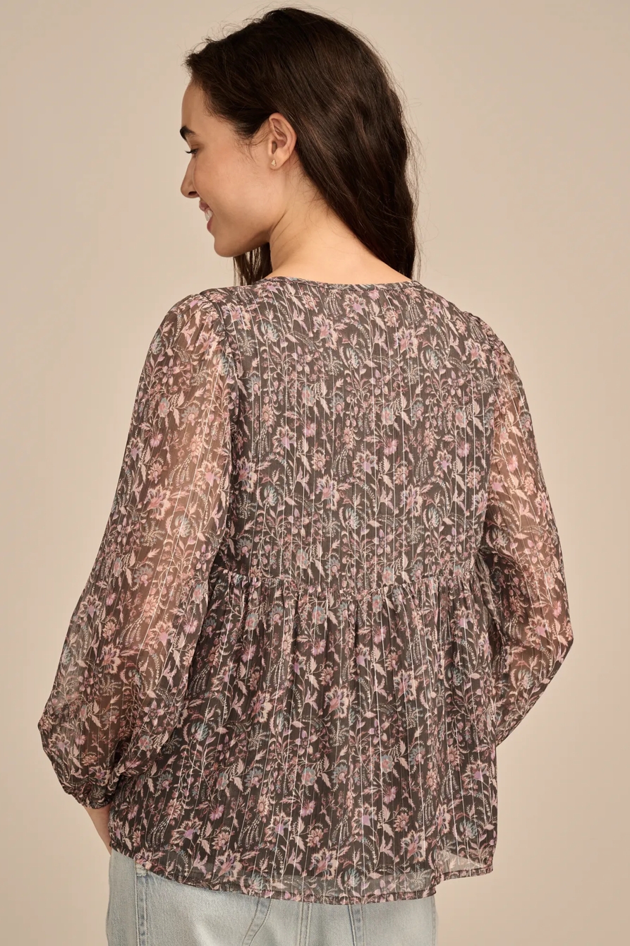 OPEN NECK PRINTED PEASANT TOP, image 4