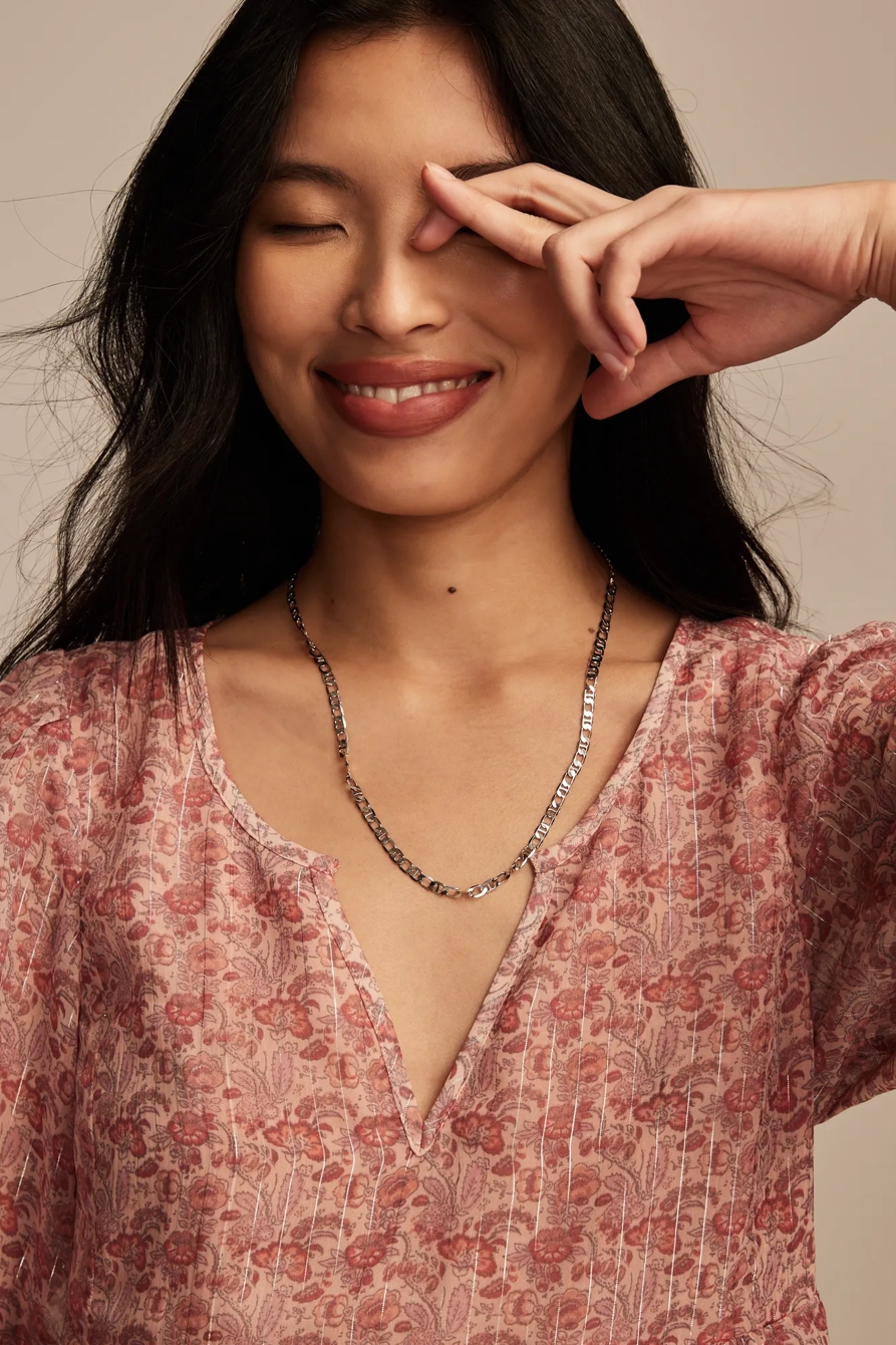 OPEN NECK PRINTED PEASANT TOP, image 2