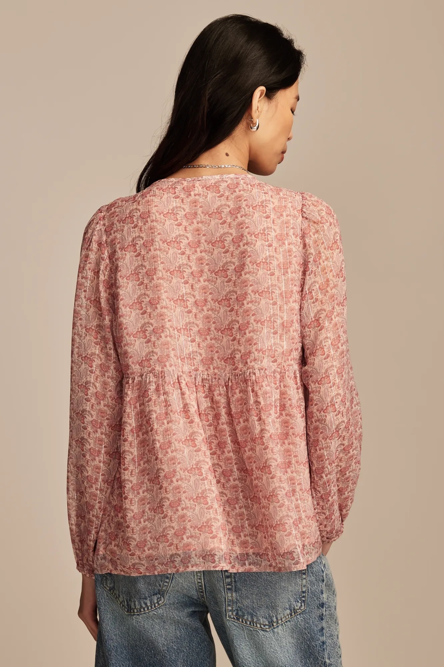 OPEN NECK PRINTED PEASANT TOP, image 3