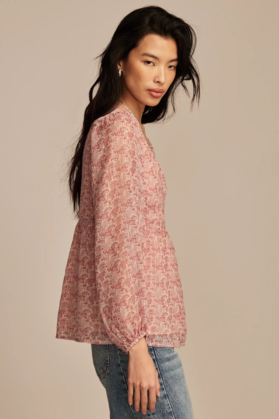 OPEN NECK PRINTED PEASANT TOP, image 4