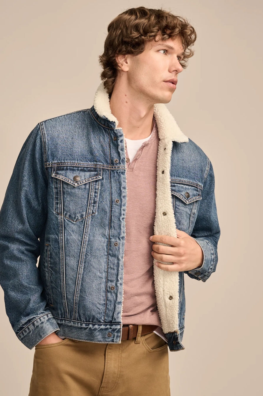 COLE HAUSER FAUX SHEARLING DENIM JACKET, image 4