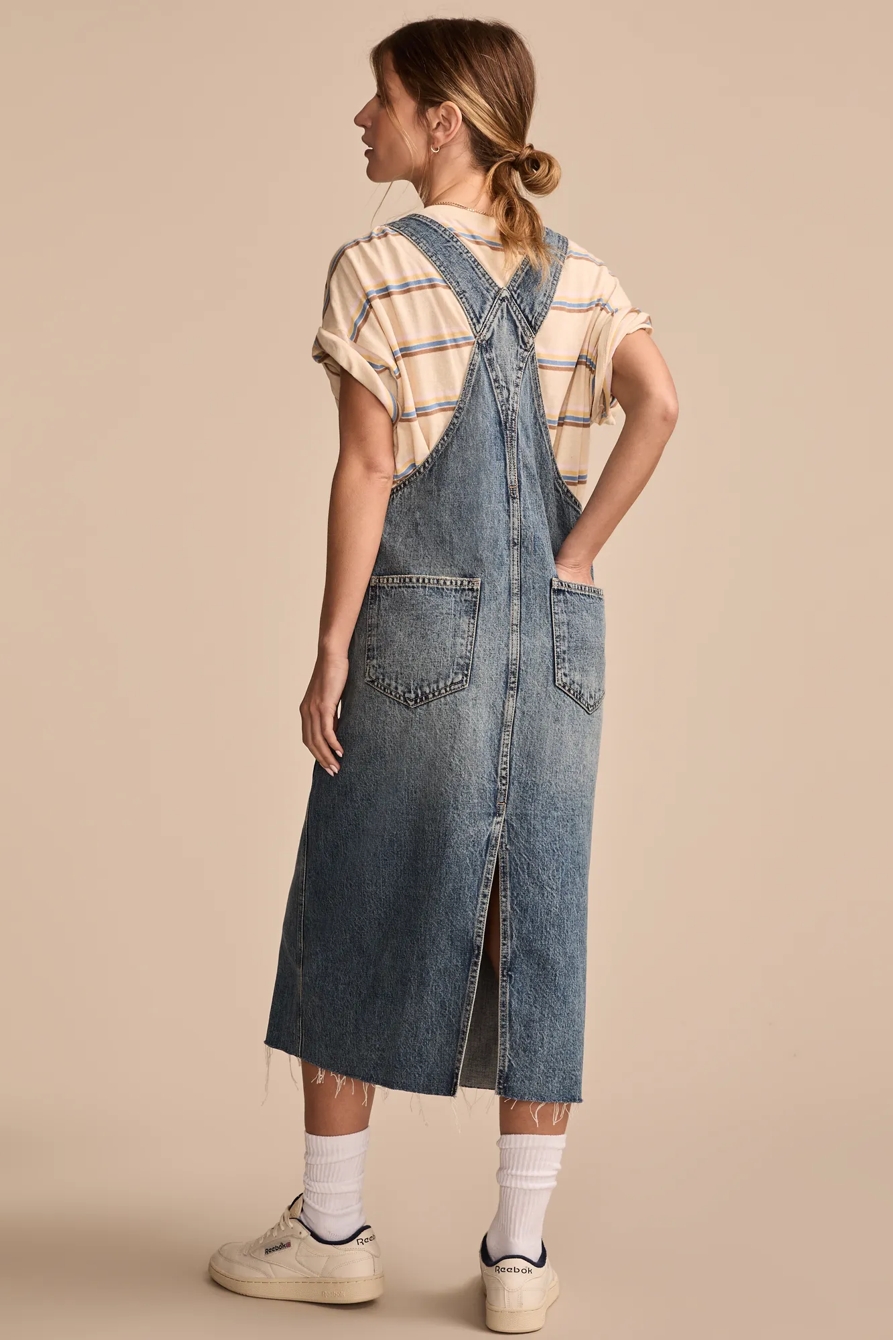 DENIM OVERALL MIDI DRESS, image 6