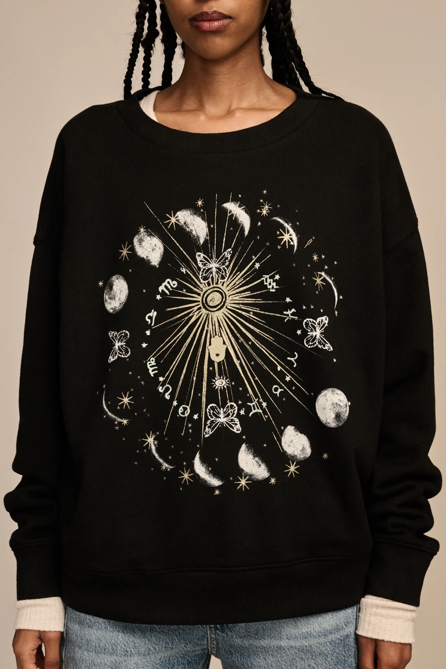 SUN AND MOON CREW NECK FLEECE SWEATSHIRT, image 2