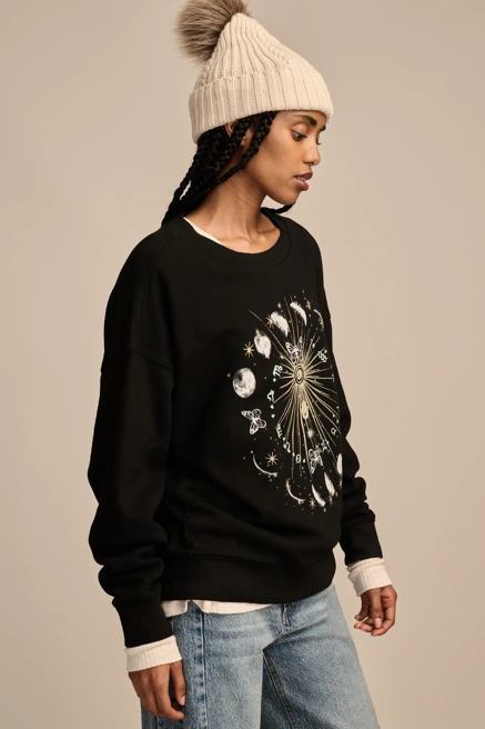 SUN AND MOON CREW NECK FLEECE SWEATSHIRT, image 3