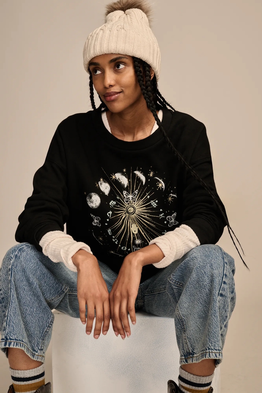 SUN AND MOON CREW NECK FLEECE SWEATSHIRT, image 6