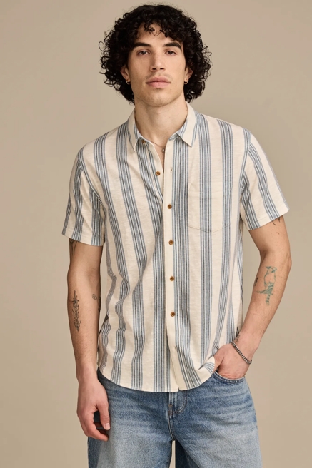 LINEN SHORT SLEEVE STRIPE SHIRT, image 1