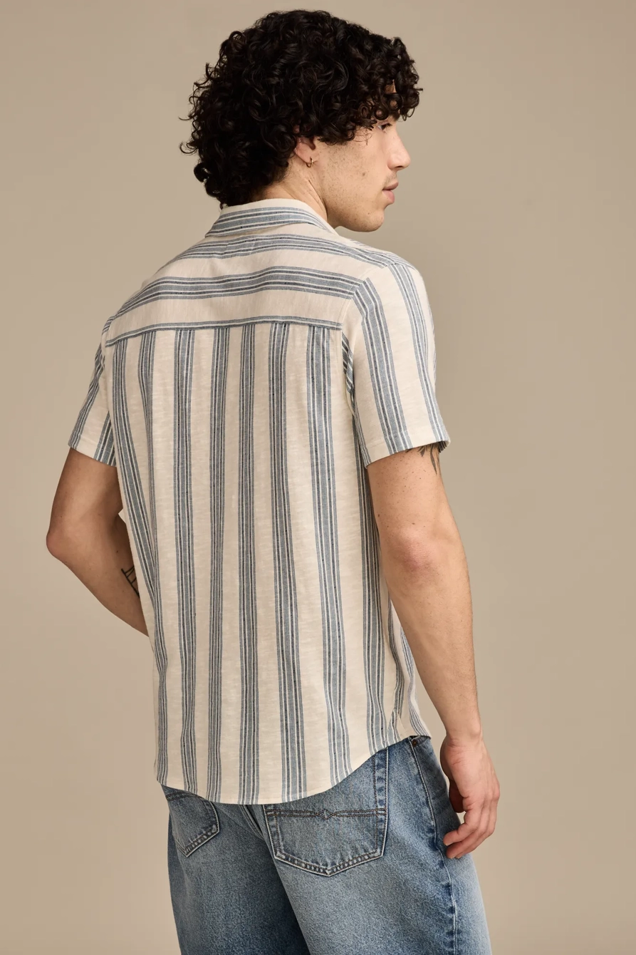LINEN SHORT SLEEVE OMBRE STRIPE SHIRT