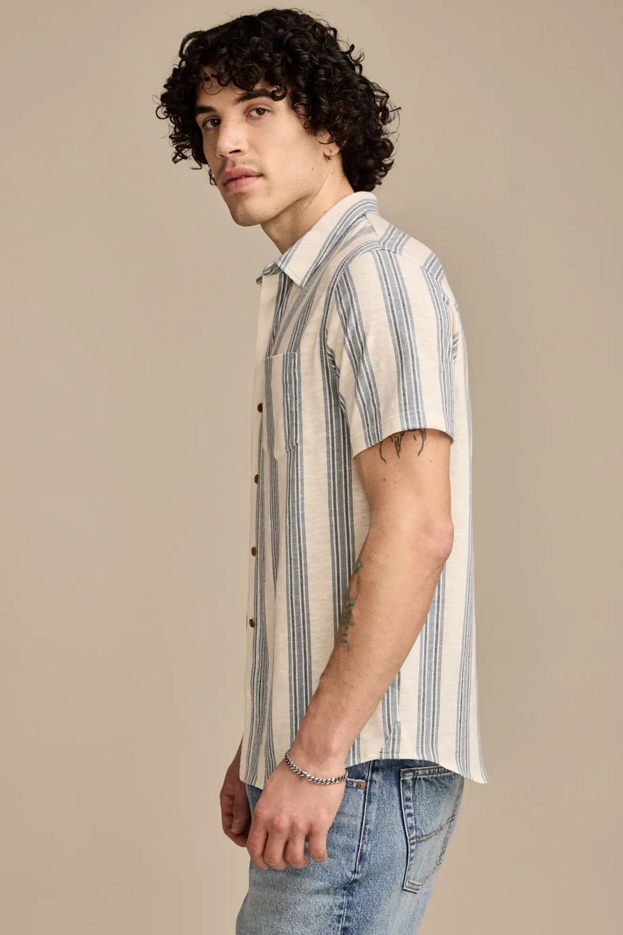 LINEN SHORT SLEEVE OMBRE STRIPE SHIRT
