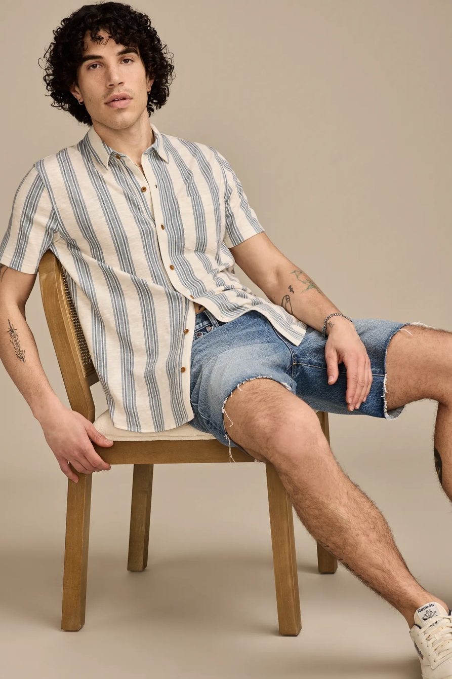 LINEN SHORT SLEEVE OMBRE STRIPE SHIRT, image 5