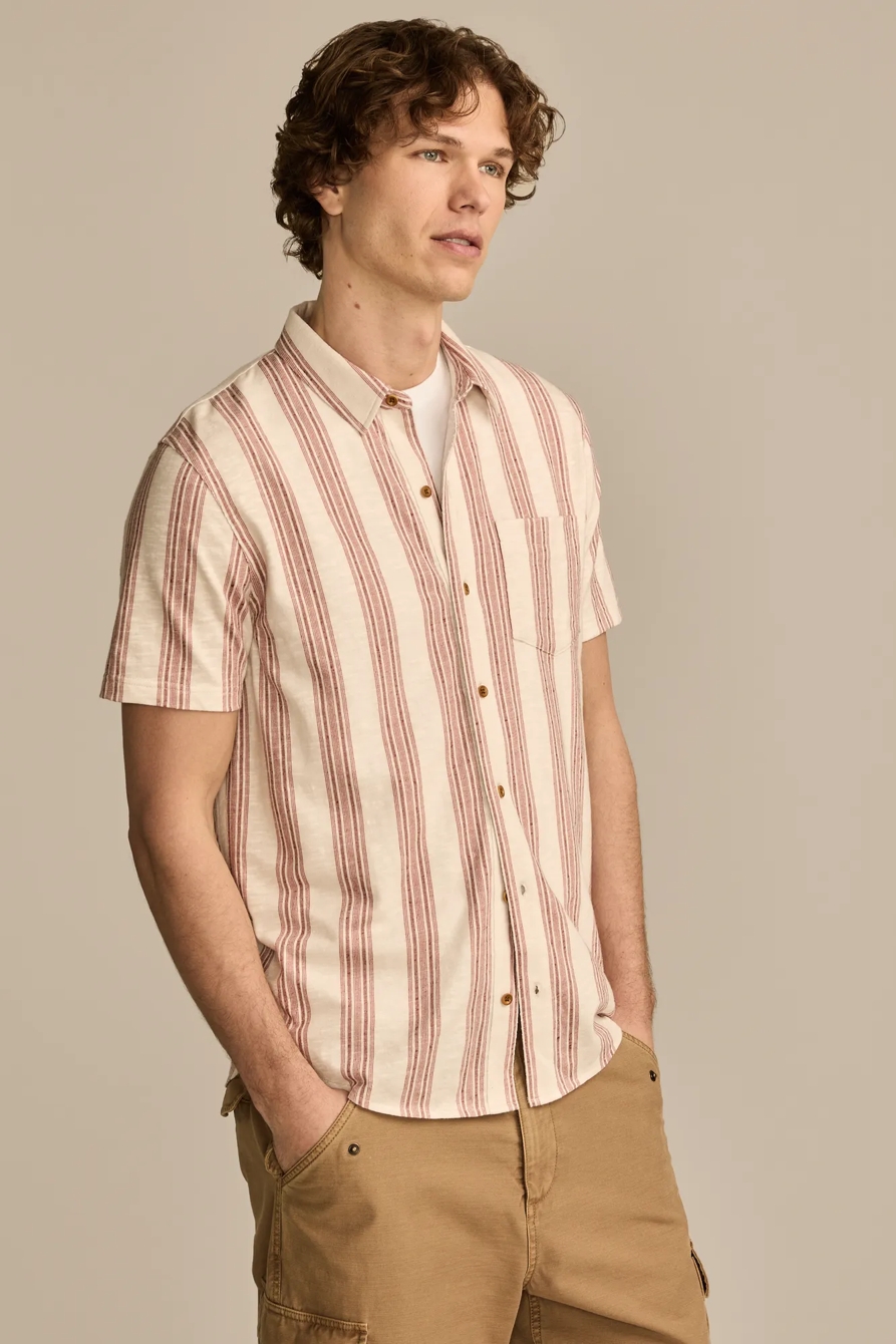 LINEN SHORT SLEEVE OMBRE STRIPE SHIRT, image 4