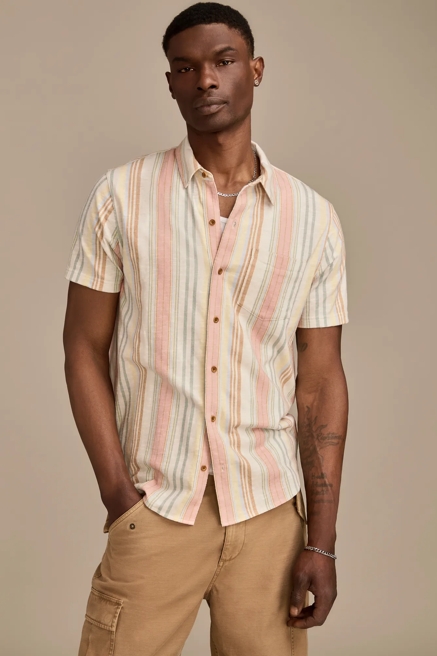 LINEN SHORT SLEEVE STRIPE SHIRT, image 1
