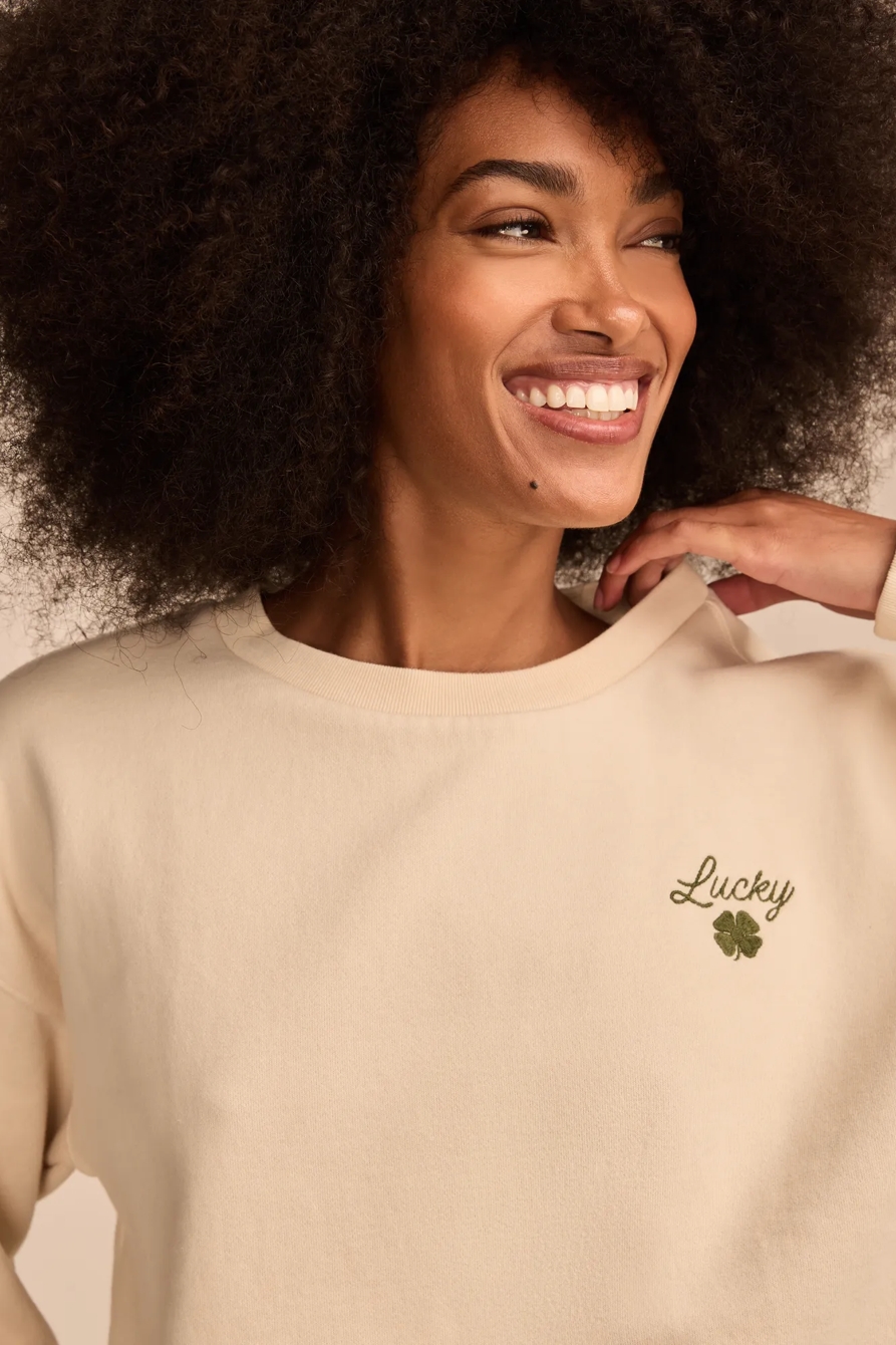LUCKY CREW NECK FLEECE SWEATSHIRT, image 2