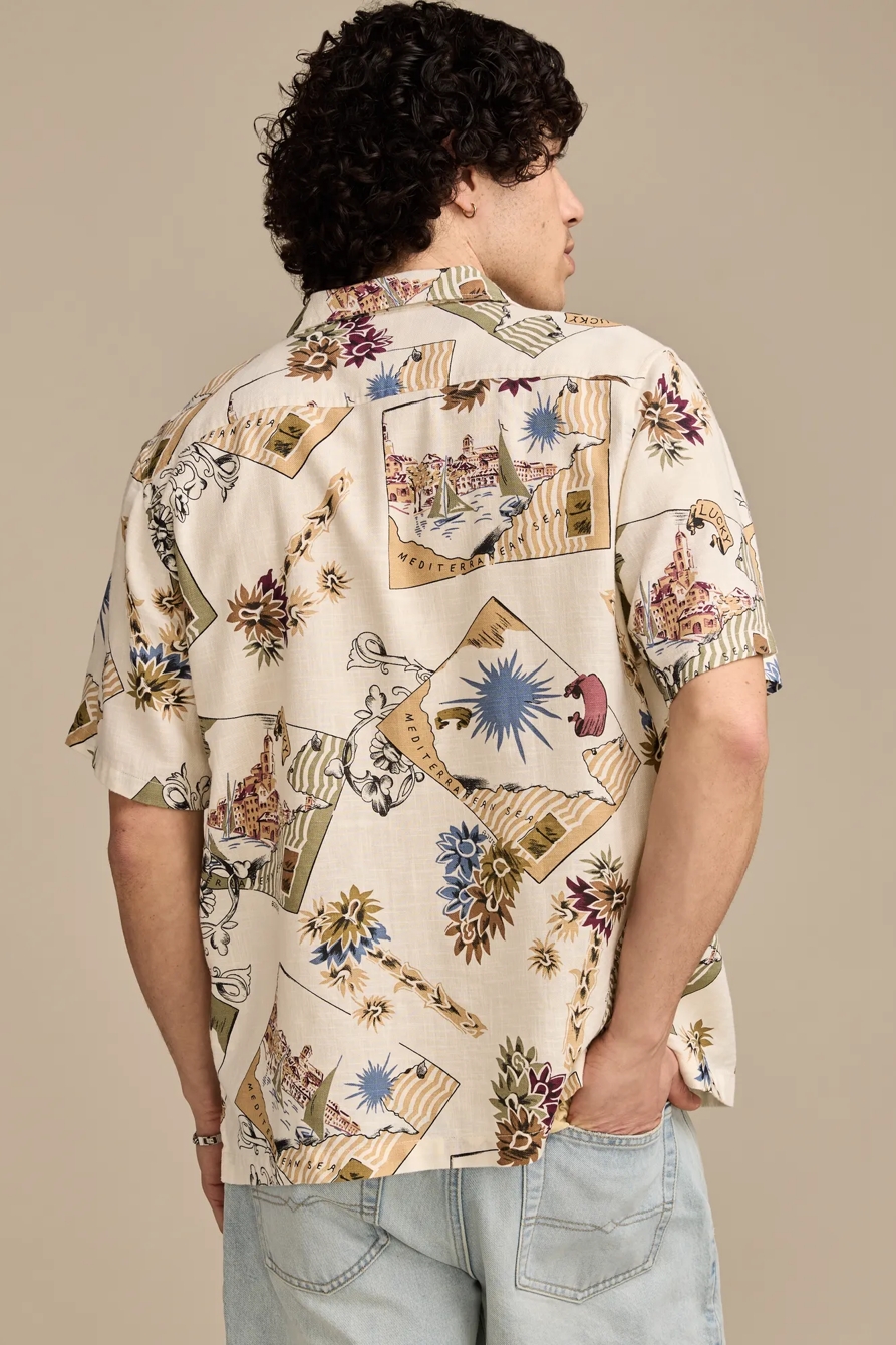 ANIMAL PRINT CAMP COLLAR SHORT SLEEVE SHIRT, image 3