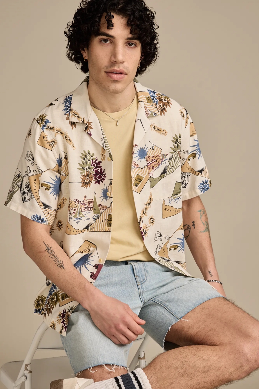 ANIMAL PRINT CAMP COLLAR SHORT SLEEVE SHIRT, image 5