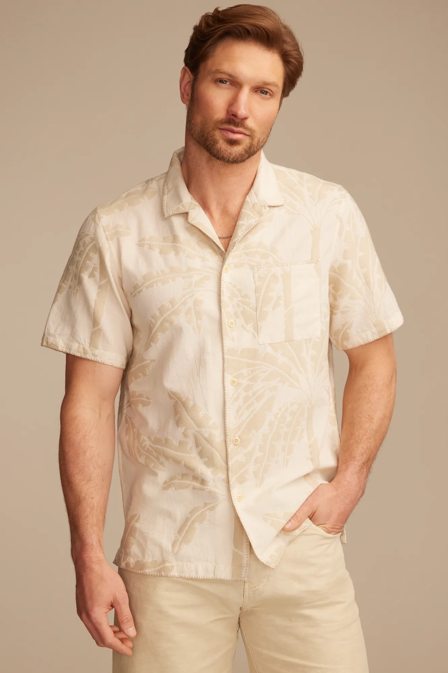 PALM PRINT CAMP COLLAR SHORT SLEEVE SHIRT, image 1