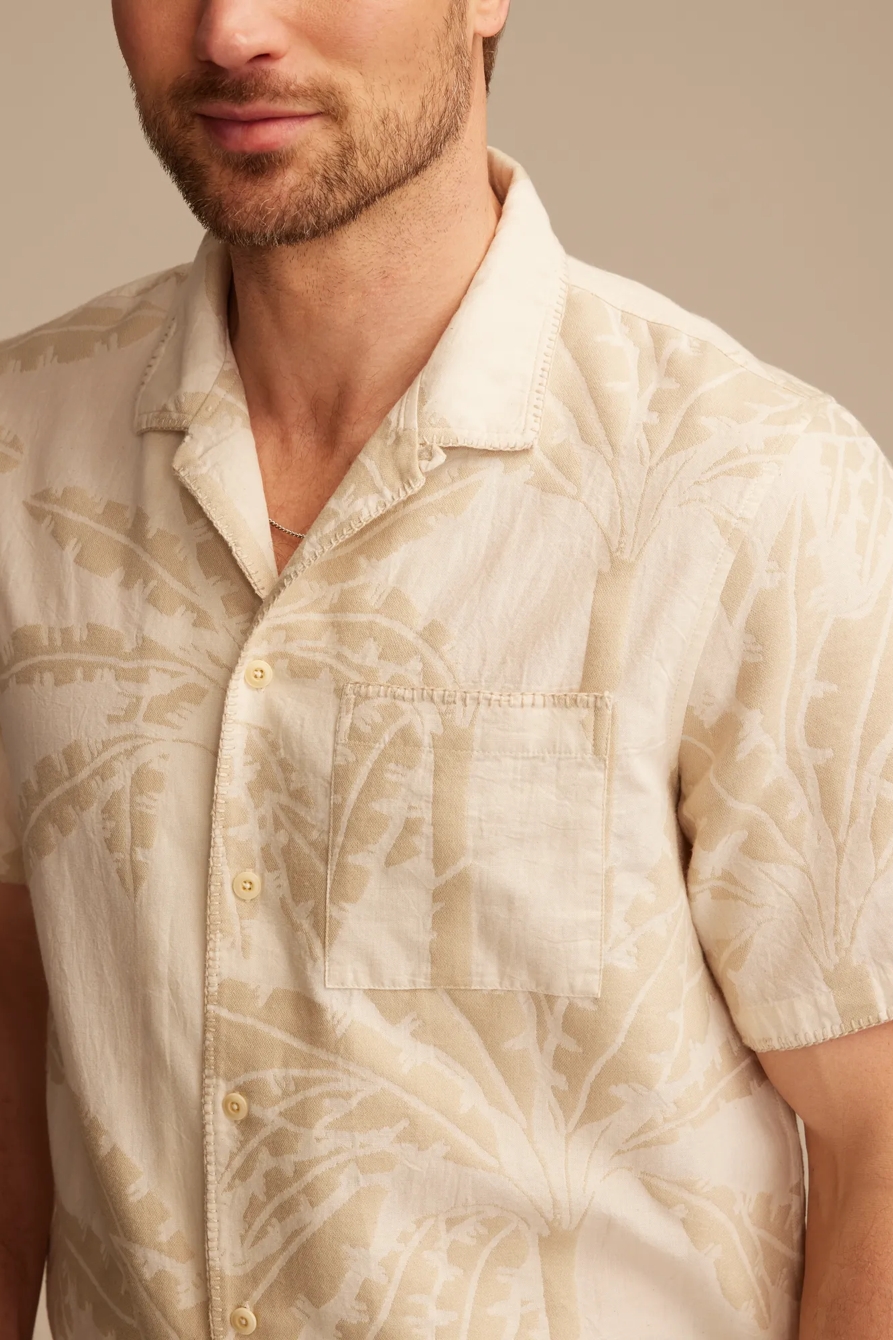 PALM PRINT CAMP COLLAR SHORT SLEEVE SHIRT, image 3