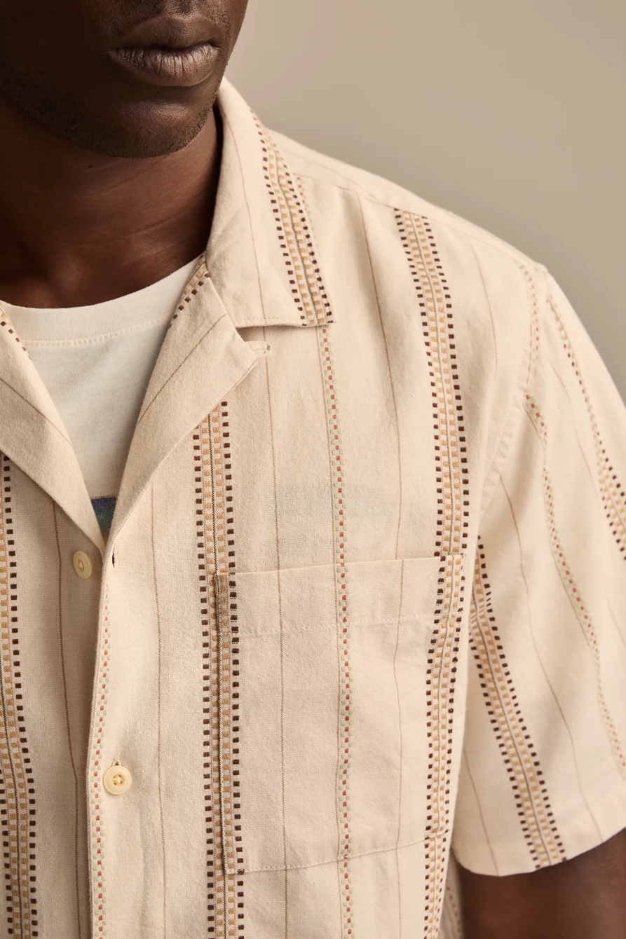 TEXTURED STRIPE CAMP COLLAR SHORT SLEEVE SHIRT, image 2