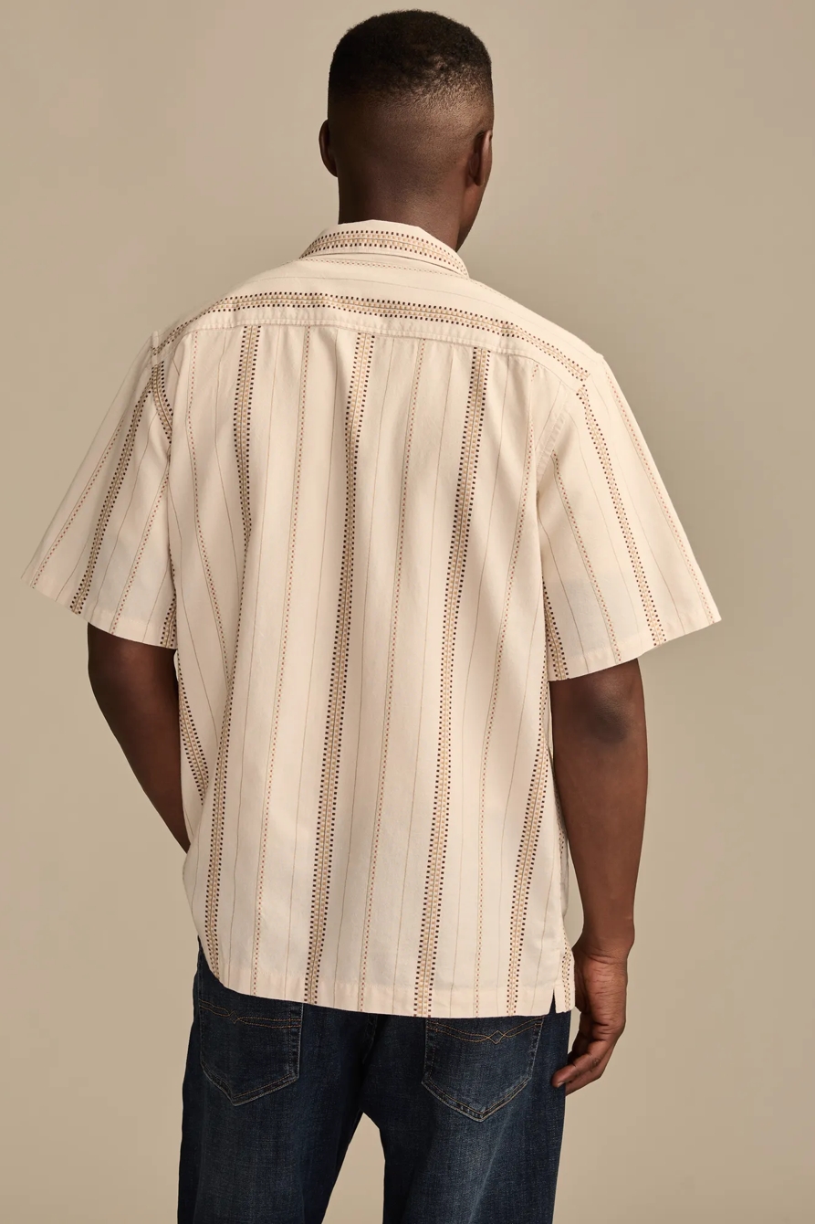 TEXTURED STRIPE CAMP COLLAR SHORT SLEEVE SHIRT, image 3