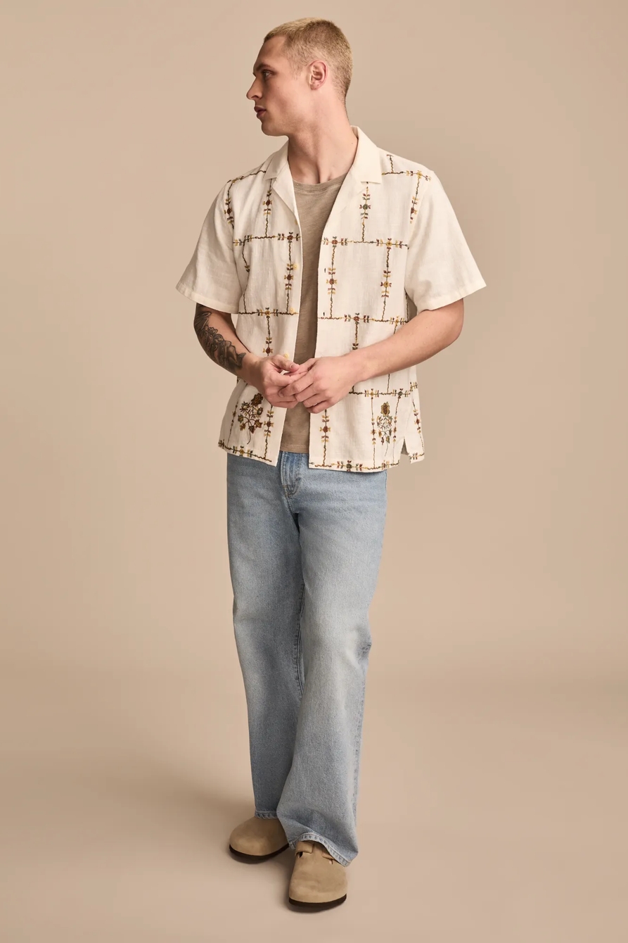 FLORAL EMBROIDERED SHORT SLEEVE CAMP COLLAR SHIRT, image 5