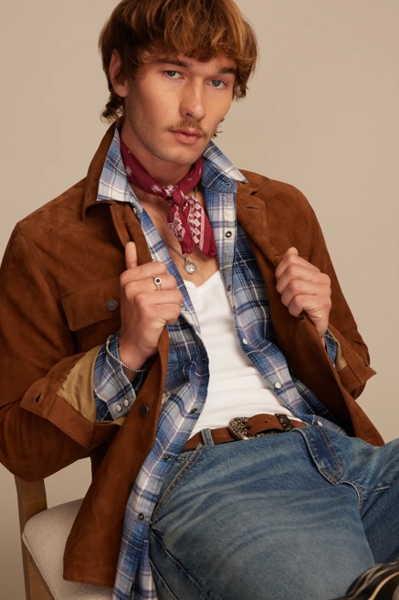 INDIGO PLAID MESA WESTERN LONG SLEEVE SHIRT, image 2