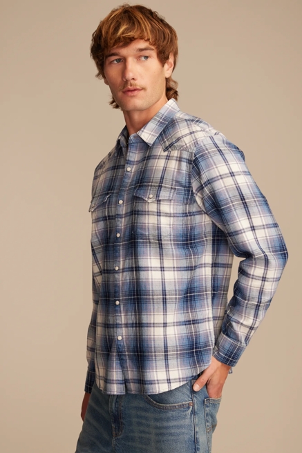 INDIGO PLAID MESA WESTERN LONG SLEEVE SHIRT, image 4