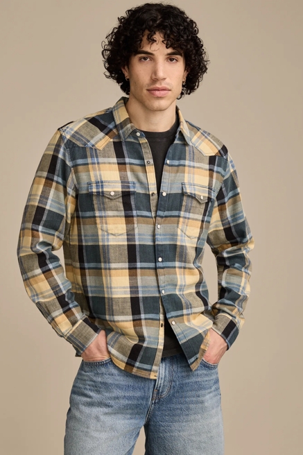 INDIGO PLAID MESA WESTERN LONG SLEEVE SHIRT, image 1
