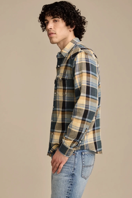 INDIGO PLAID MESA WESTERN LONG SLEEVE SHIRT, image 4