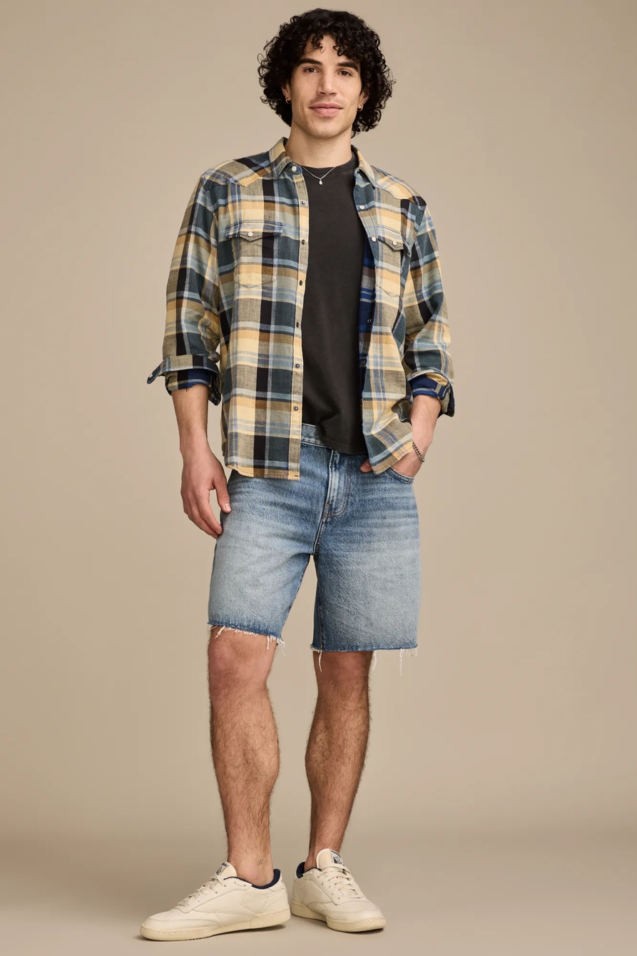 INDIGO PLAID MESA WESTERN LONG SLEEVE SHIRT, image 5