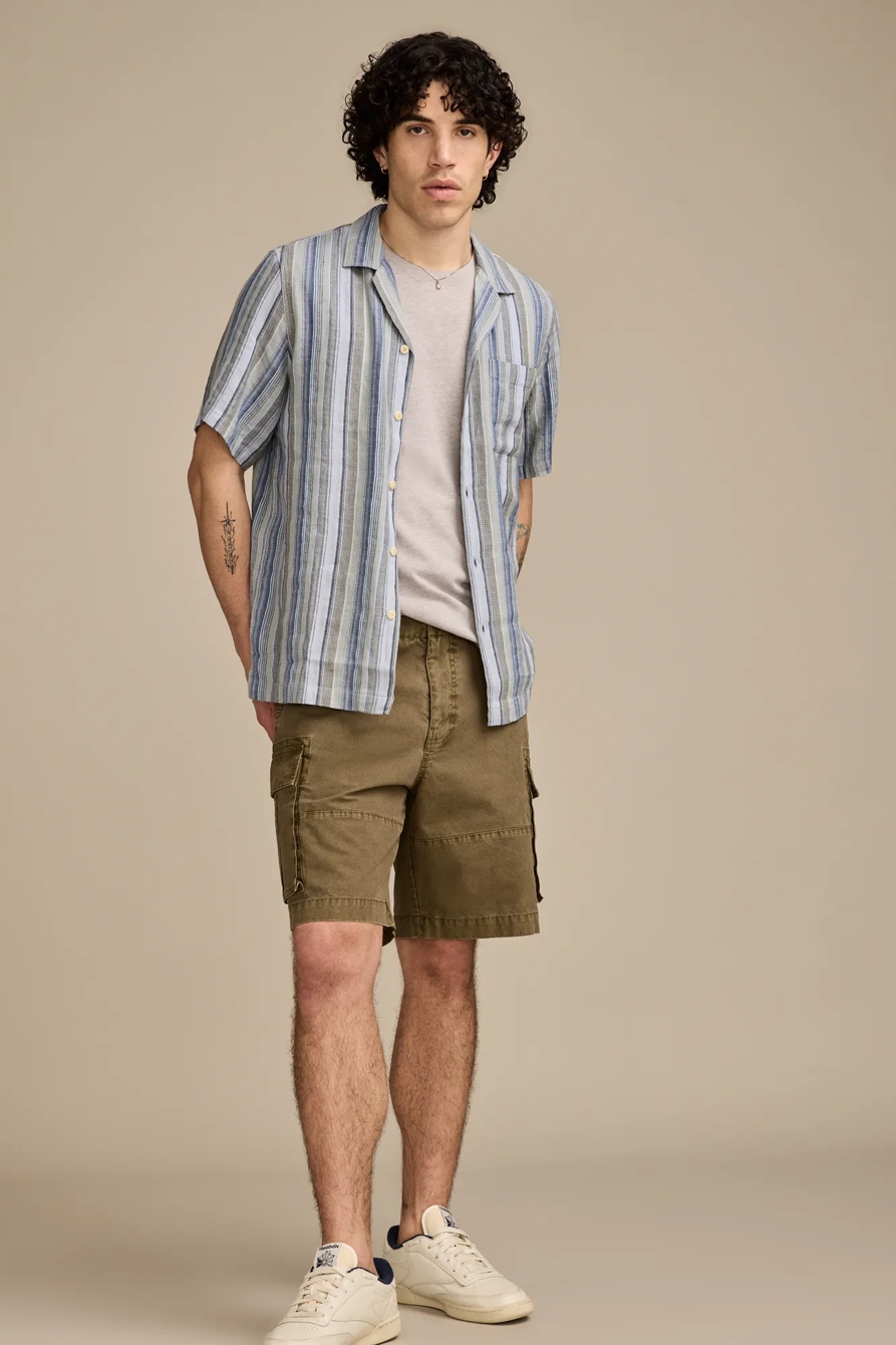 LINEN DOBBY STRIPE CAMP COLLAR SHORT SLEEVE SHIRT, image 5