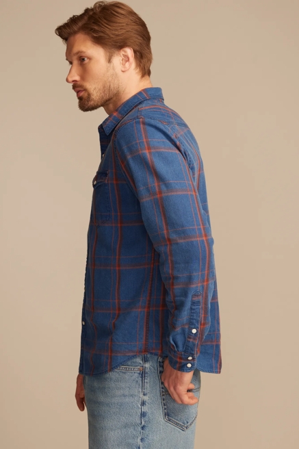 INDIGO PLAID MESA WESTERN LONG SLEEVE SHIRT, image 3