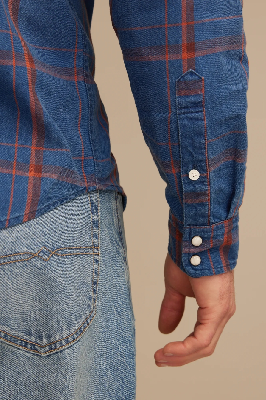 INDIGO PLAID MESA WESTERN LONG SLEEVE SHIRT, image 5