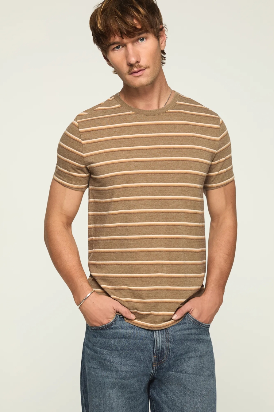 VENICE BURNOUT STRIPED CREW NECK TEE, image 2