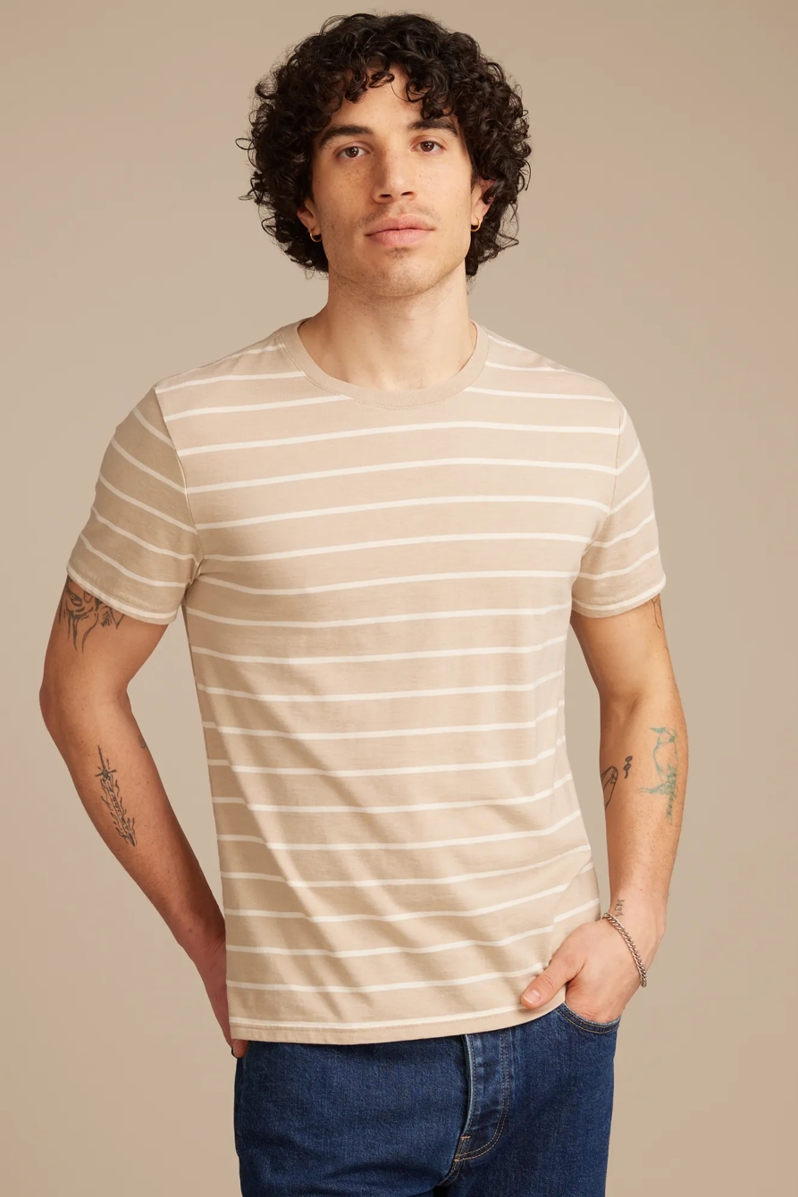 VENICE BURNOUT STRIPED CREW NECK TEE, image 1