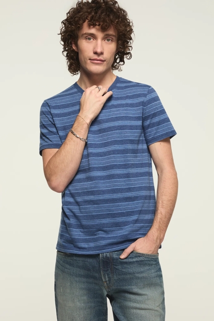 VENICE BURNOUT STRIPED CREW NECK TEE, image 1