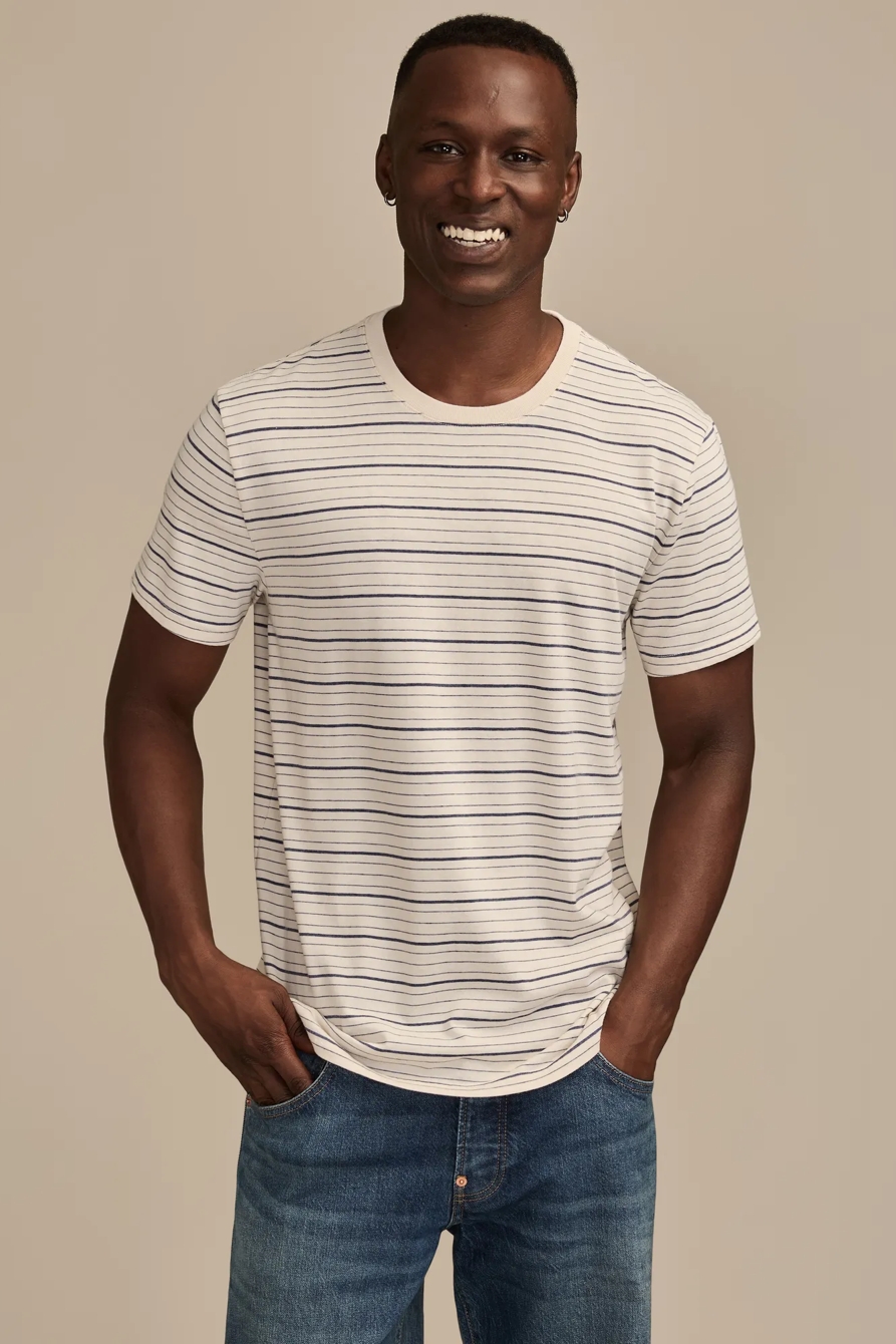 VENICE BURNOUT STRIPED CREW NECK TEE, image 1