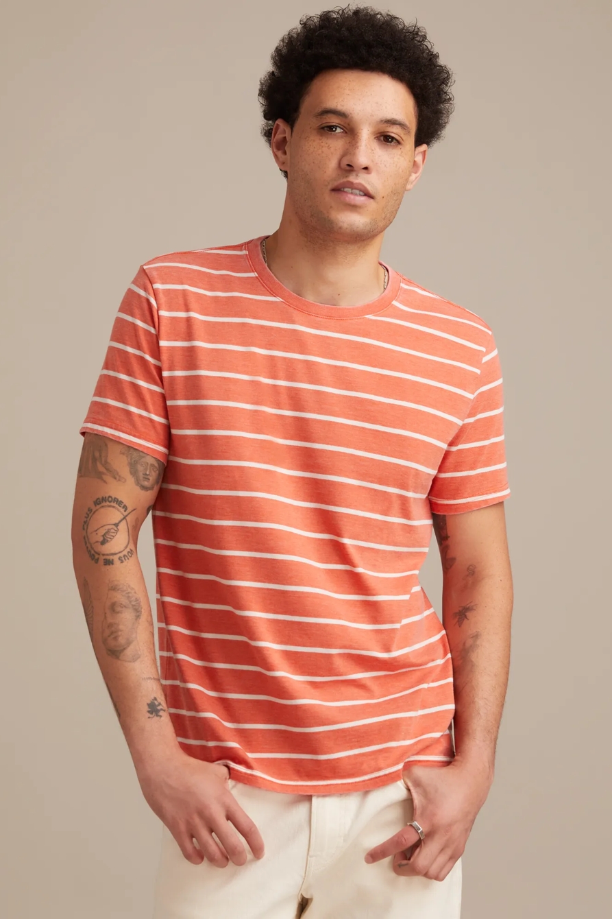 VENICE BURNOUT STRIPE CREW NECK TEE, image 1