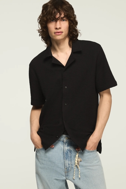 SEERSUCKER SHORT SLEEVE KNIT SHIRT, image 1
