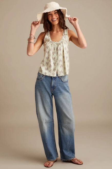 FLORAL PLEATED SHELL TANK, image 3