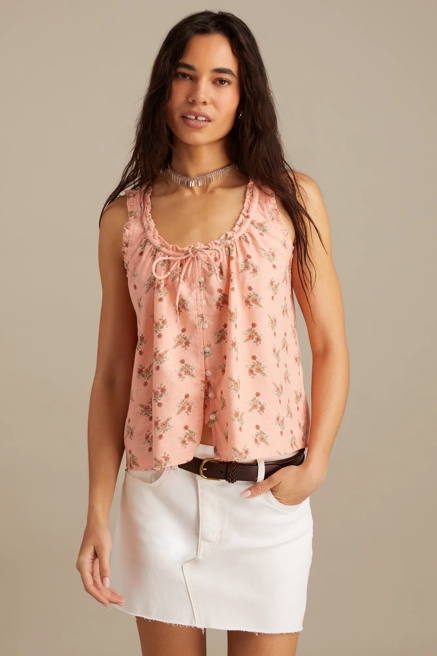 FLORAL PLEATED SHELL TANK, image 1