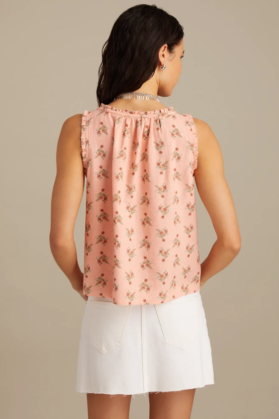 FLORAL PLEATED SHELL TANK