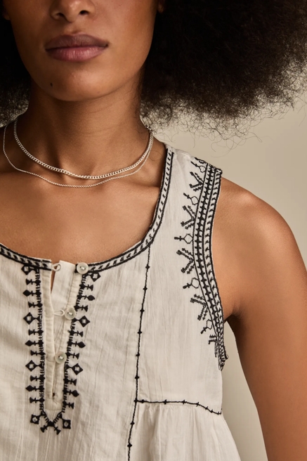 EMBROIDERED HENLEY RACER TANK, image 2