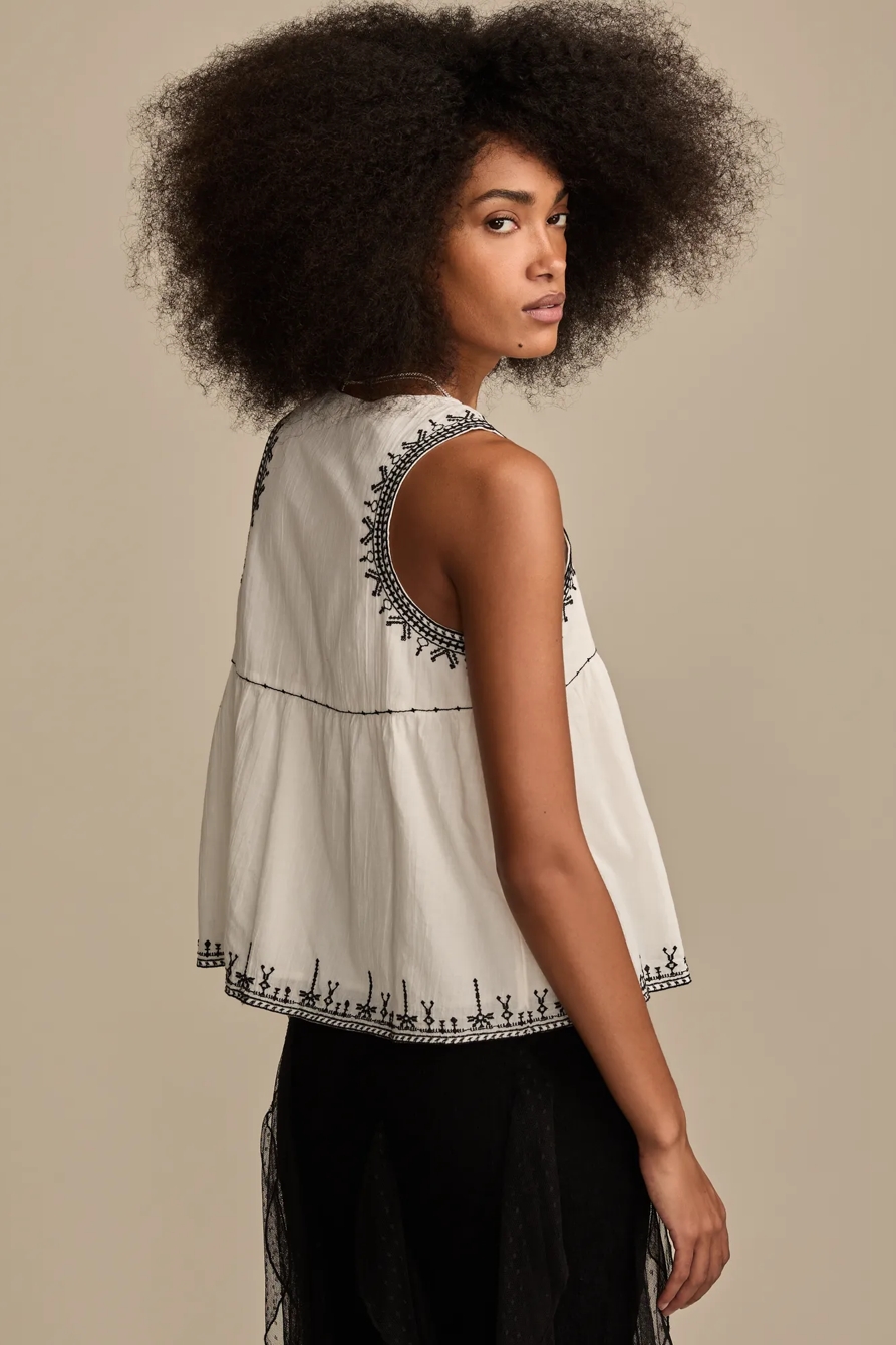 EMBROIDERED HENLEY RACER TANK, image 5