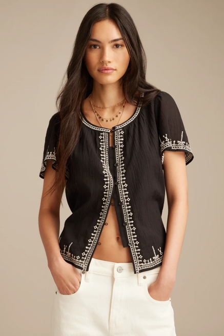 EMBROIDERED BUTTON FRONT BLOUSE, image 2