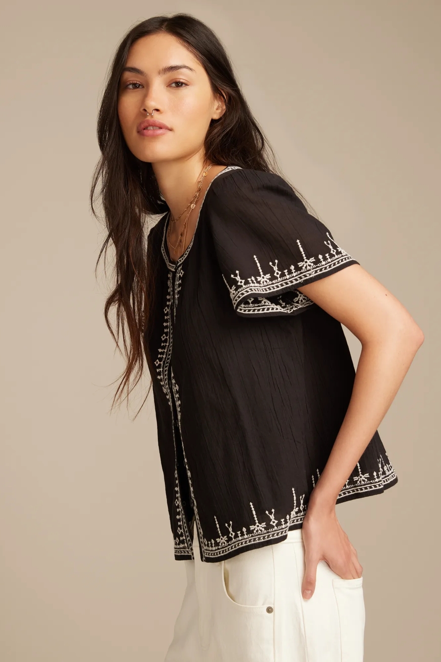 EMBROIDERED BUTTON FRONT BLOUSE, image 4