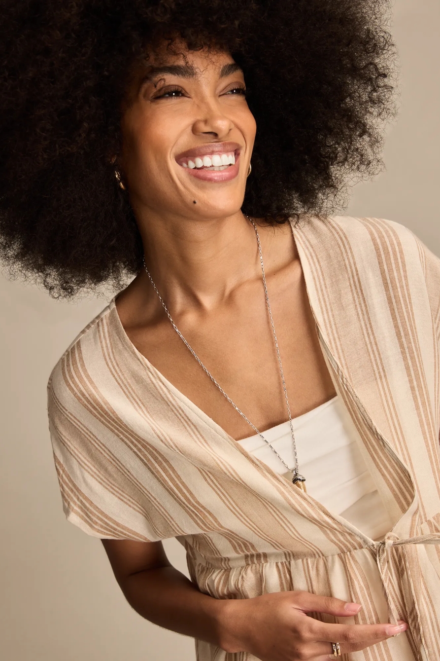 STRIPED TIERED KIMONO, image 3