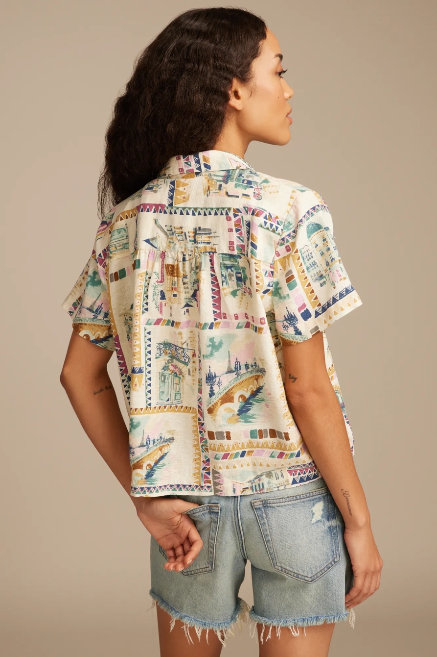 PRINTED LINEN CAMP SHIRT