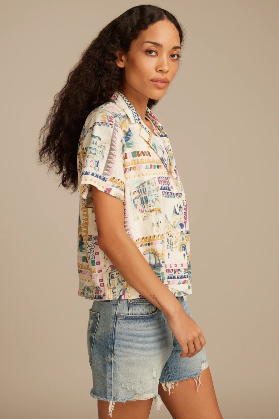 PRINTED LINEN CAMP SHIRT