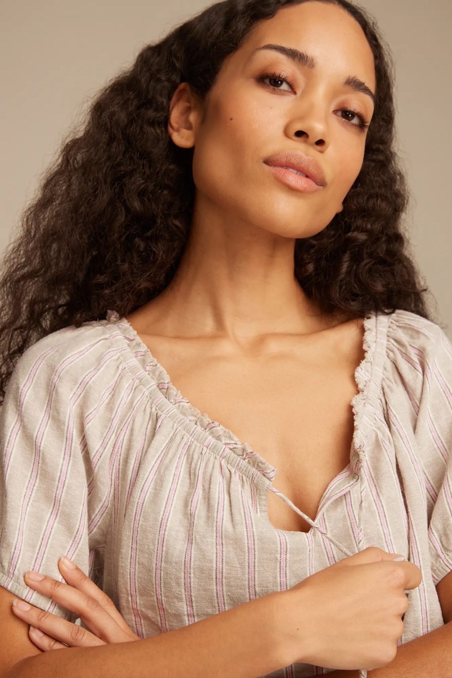 LINEN PEASANT TOP, image 2
